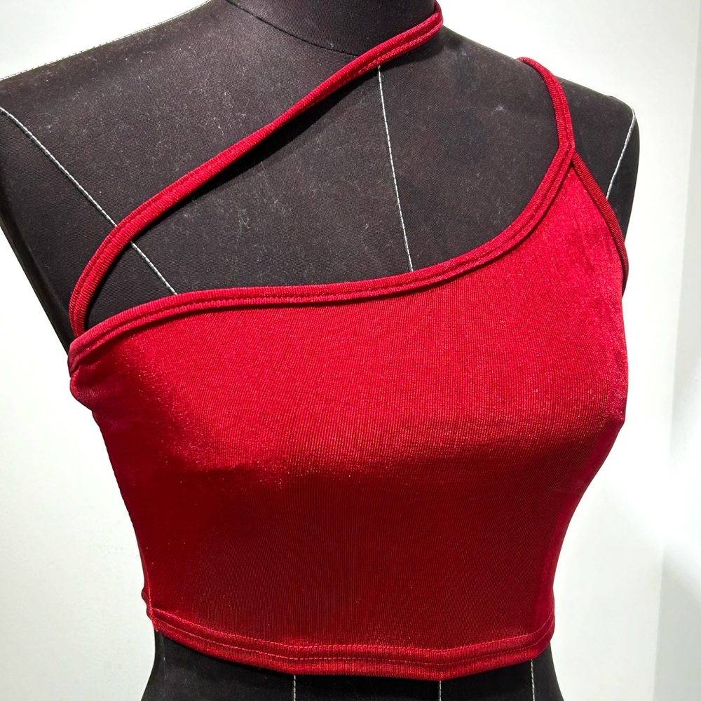 Red Asymmetrical Crop Top
